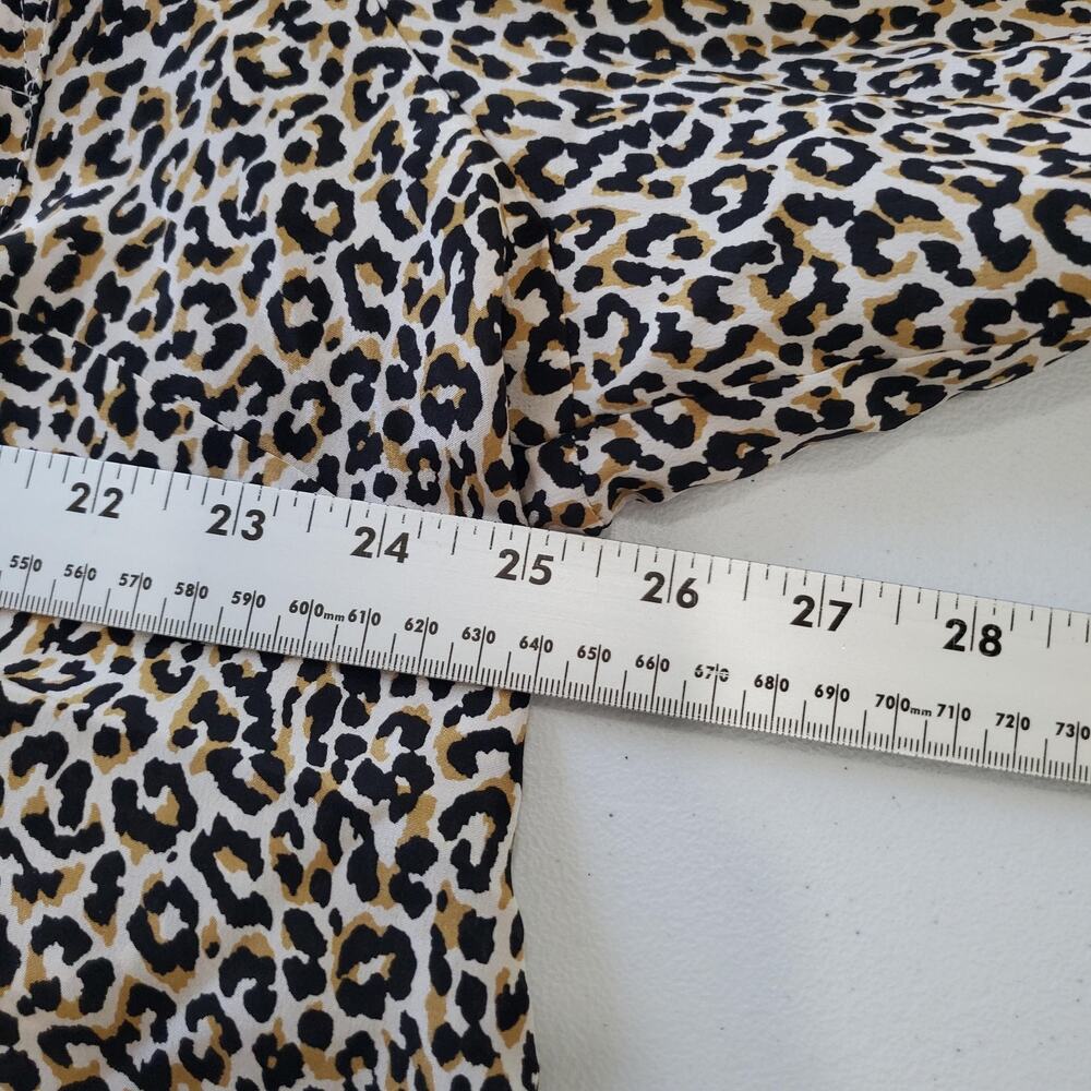 J Crew Shirt Womens 22 Brown Black Leopard Animal Print Silk Button Front J8152 - Picture 7 of 10